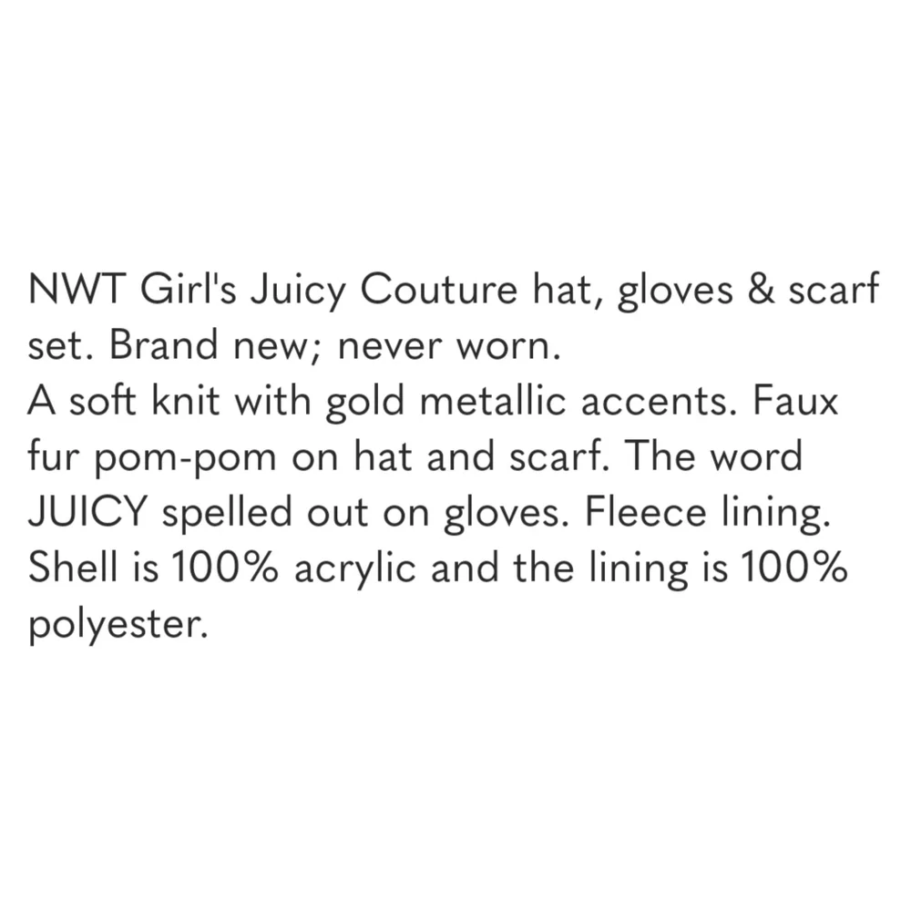 Juicy Couture Kids Cream Hat and Gloves Set
